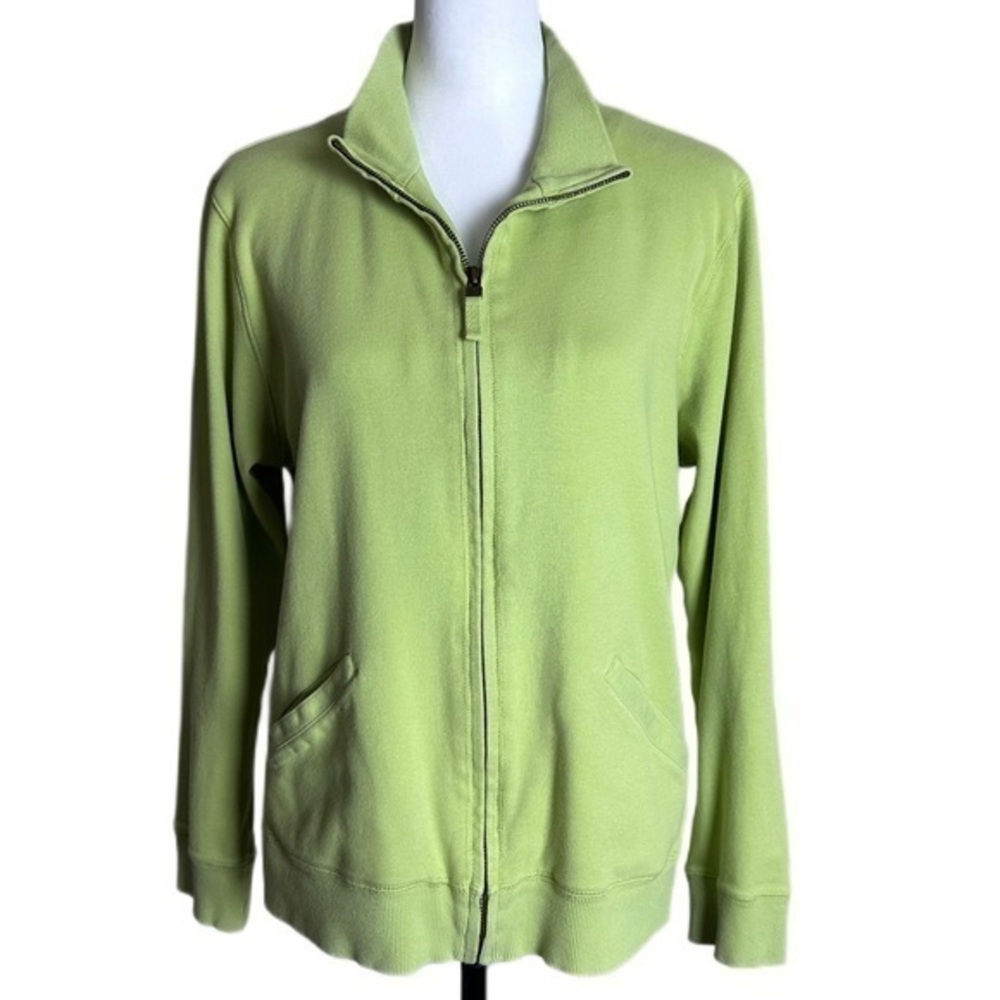 Liz Claiborne Lizwear Zip‎ Up Cotton Cardigan Mint Green Women Large